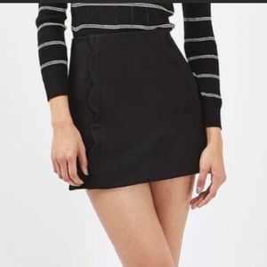 TOPSHOP Black Scalloped Mini Skirt | size 8